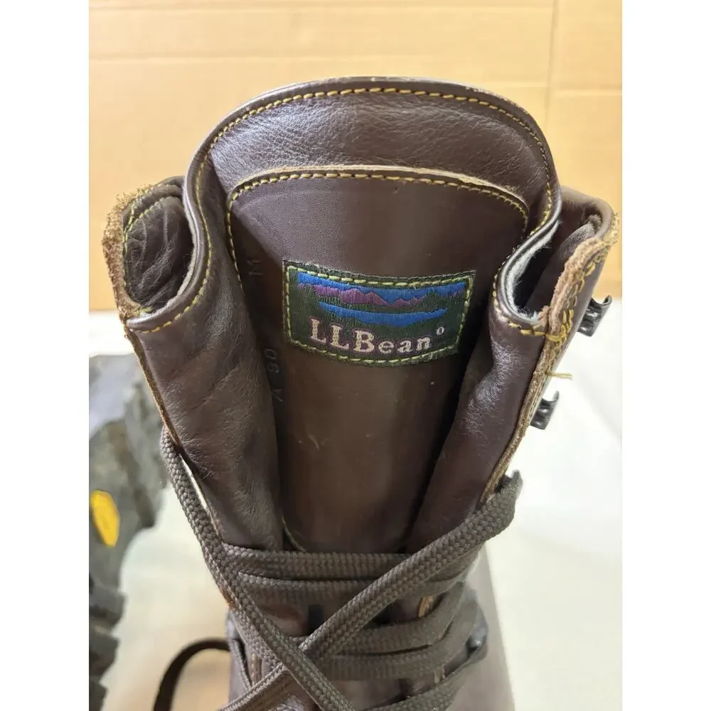 VTG L.L.Bean Hiking Boots Mens 14 Brown Leather Thinsulate Vibram Made In Italy